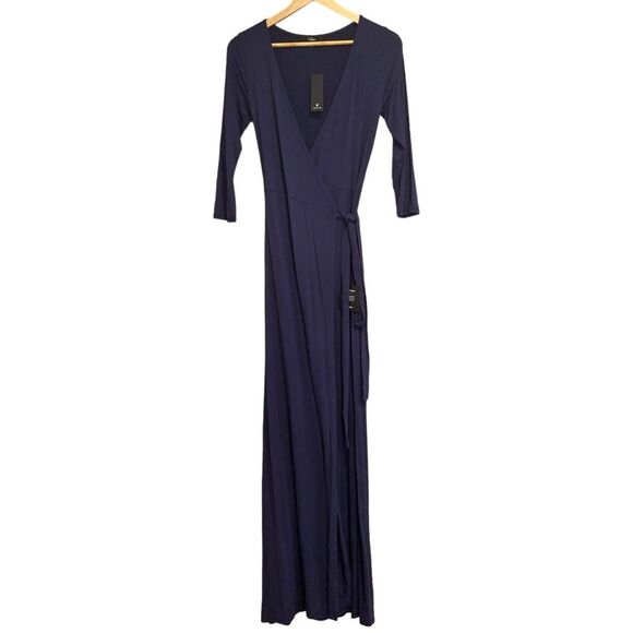 Lulu’s Size Small Garden District Navy Blue Wrap Maxi Dress NWT - Picture 7 of 13
